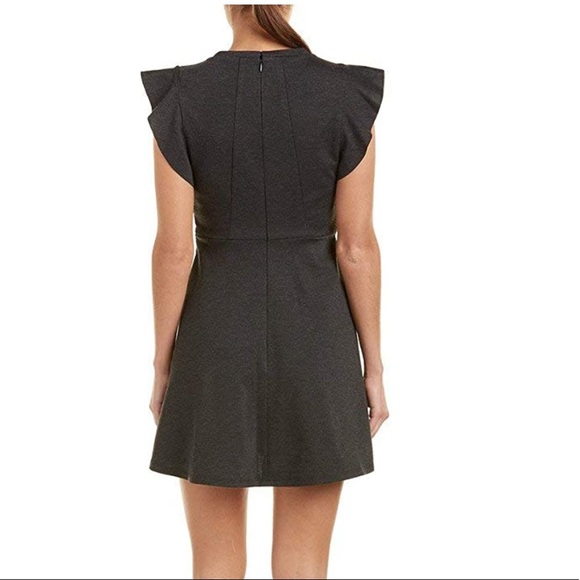 NWT- BCBGeneration Heather Charcoal Ponte Flutter-Sleeve Dress. Size 6 - Picture 2 of 9